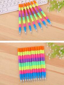 12支裝彩虹積木鉛筆,可自由組裝可拆卸的塑膠多功能鉛筆 - 彩色 - 查看 2