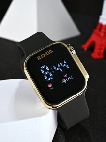 Zoea 1 Pieza Reloj Electrónico Impermeable Para Hombres Con Pantalla Táctil - Dorado - Ver 1