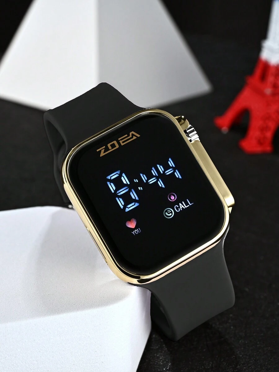 Zoea 1 Pieza Reloj Electrónico Impermeable Para Hombres Con Pantalla Táctil - Dorado - Ver 1