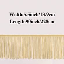 ZNZAKKA 2.5碼金色流蘇蕾絲流蘇帶,適用於拉丁裙服、舞裙、窗簾、裝飾、鏈條、縫紉手工藝品、衣服、家庭派對裝飾5.5英寸寬 - 金色 - 查看 2