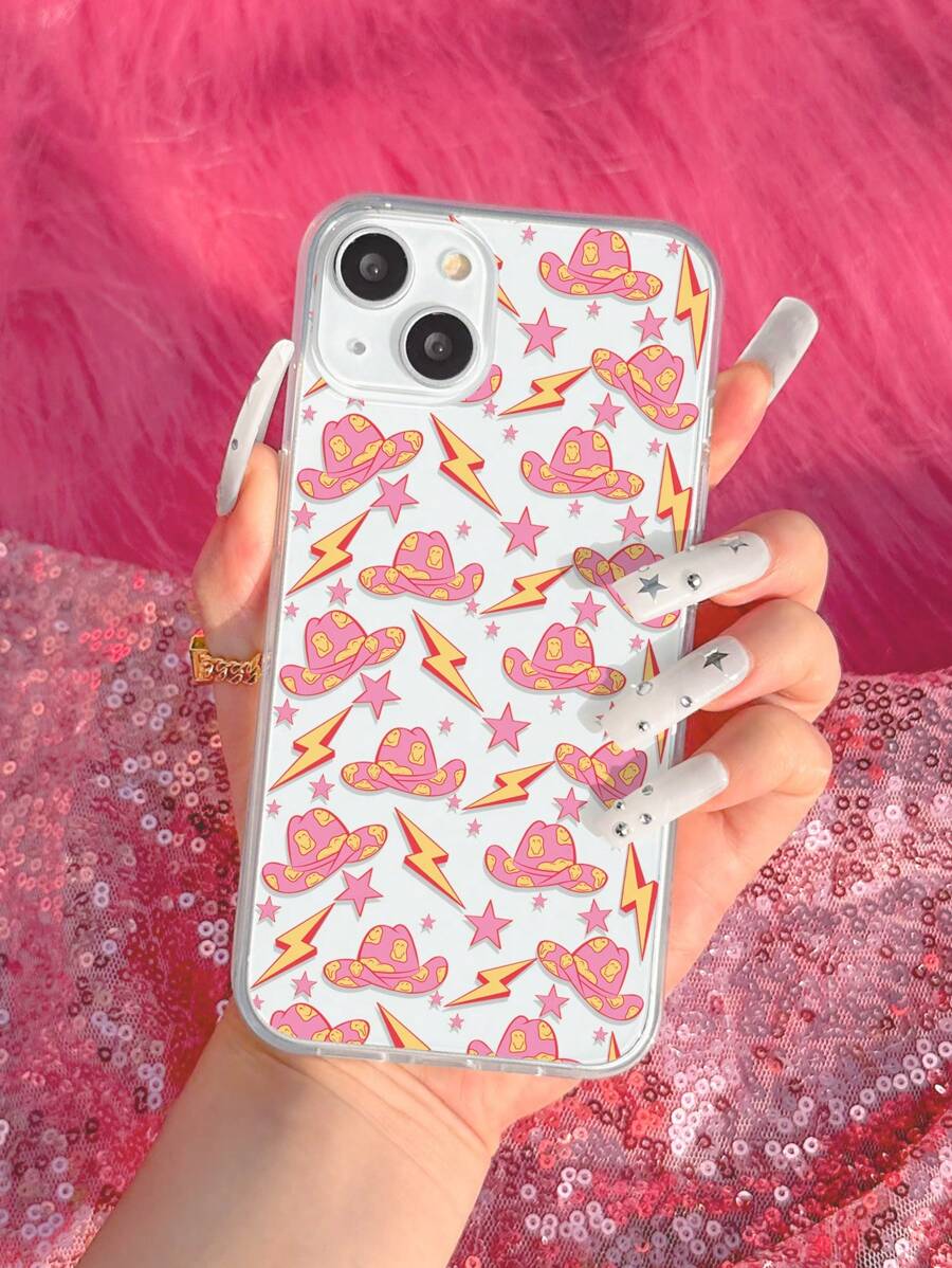 1pc Western Style Printed Phone Case Compatible With IPhone/Samsung - Multicolor - View 1