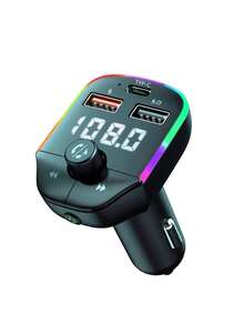 Black Wireless Car Mp3 Player With Charging Function, Multifunctional Hands-free Speakerphone A9 Suitable For Vehicles With Colorful Light - Black - View 2