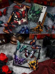 1 Set Diario De Estilo Gótico Retro Europeo Con Estampado En Caliente De Mariposas Coloridas Para Hacer Uno Mismo - Azul - Ver 5