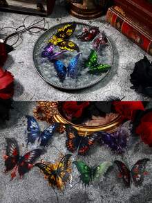 1 Set Diario De Estilo Gótico Retro Europeo Con Estampado En Caliente De Mariposas Coloridas Para Hacer Uno Mismo - Azul - Ver 8