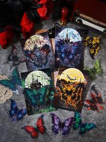 1 Set Diario De Estilo Gótico Retro Europeo Con Estampado En Caliente De Mariposas Coloridas Para Hacer Uno Mismo - Azul - Ver 1