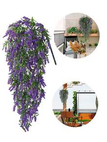 1入組人造薰衣草花束掛花和常春藤花環,適用於家庭、花園、婚禮、室內和室外牆飾