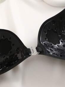 蝴蝶形胸部提升貼,女式膠粘推擠胸罩 - 黑色 - 查看 5