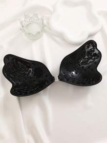 蝴蝶形胸部提升貼,女式膠粘推擠胸罩 - 黑色 - 查看 2