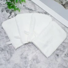 4 piezas Guantes desmaquillantes de microfibra, toallas faciales desmaquillantes, toallas de microfibra suaves, guante desmaquillante reutilizable, paño de limpieza facial de fibra superfina en color blanco