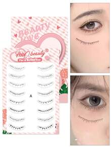 HMQ beauty 8對自然假睫毛紋身貼紙,一次性方便妝容貼紙,3d自然仿真防水眼部美妝工具 - 粉色 - 查看 1