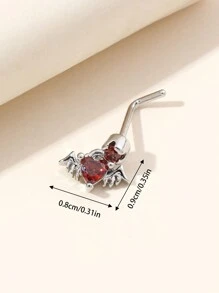 1 Stück 20 G L-förmiger Süßer Fledermaus-nasenstecker Mit Funkelnder Roter Zirkonia-dekoration, Täglicher Nasenschmuck