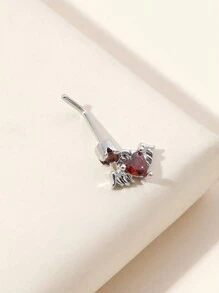 1 Stück 20 G L-förmiger Süßer Fledermaus-nasenstecker Mit Funkelnder Roter Zirkonia-dekoration, Täglicher Nasenschmuck