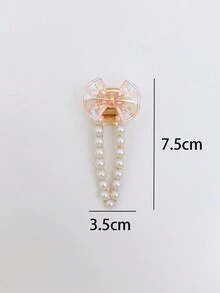 4 件套女孩时尚蝴蝶结和珍珠发夹，适合日常佩戴