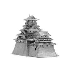 Diy Metal Assemble Toy Castle Model, 3d Puzzle Game Toy Osaka Castle Building Handheld Model - Silver - View 4