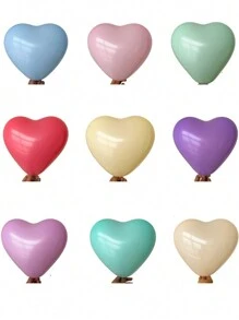 100入組/袋10英寸乳膠馬卡龍紅色心形氣球,情人節背景裝飾 - 紅色 - 查看 4