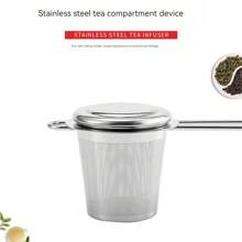 Colador De Té De Doble Oreja De Acero Inoxidable Con Tapa - Plateado - Ver 1