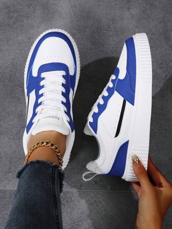 Women's Casual Sports Shoes, Comfortable, Breathable, Lightweight, Blue With Lace-up Closure