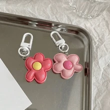 6件套彩色花朵钥匙扣可爱汽车钥匙链女孩包包吊坠钥匙配饰朋友情侣礼物情人节汽车饰品包包挂件 - 彩色 - 查看 7