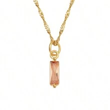 Exquisite And Simple Stainless Steel 18k Gold Plated December Birthstone Cz Inlaid Pendant Necklace - December - View 10