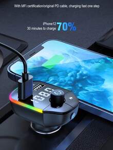 Black Wireless Car Mp3 Player With Charging Function, Multifunctional Hands-free Speakerphone A9 Suitable For Vehicles With Colorful Light - Black - View 5
