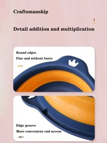 1pc Home Folding Face Basin For Bathroom, Portable And Space Saving Footbath For Children, Babies, Storage Basin, Large Size, Creative Design - Blue - View 6