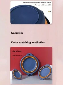 1pc Home Folding Face Basin For Bathroom, Portable And Space Saving Footbath For Children, Babies, Storage Basin, Large Size, Creative Design - Blue - View 7