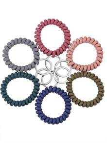 6 Piezas Brazalete De Llavero En Espiral, Llavero Y Muñequera, Cadena De Llaves De Muñeca En Espiral, Colores Surtidos - Multicolor - Ver 2
