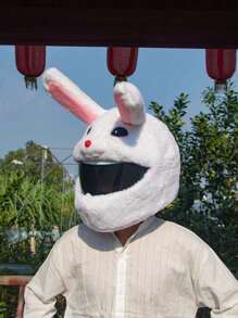 Cubierta De Casco Con Diseño De Orejas De Conejo Blanco - Blanco - Ver 2