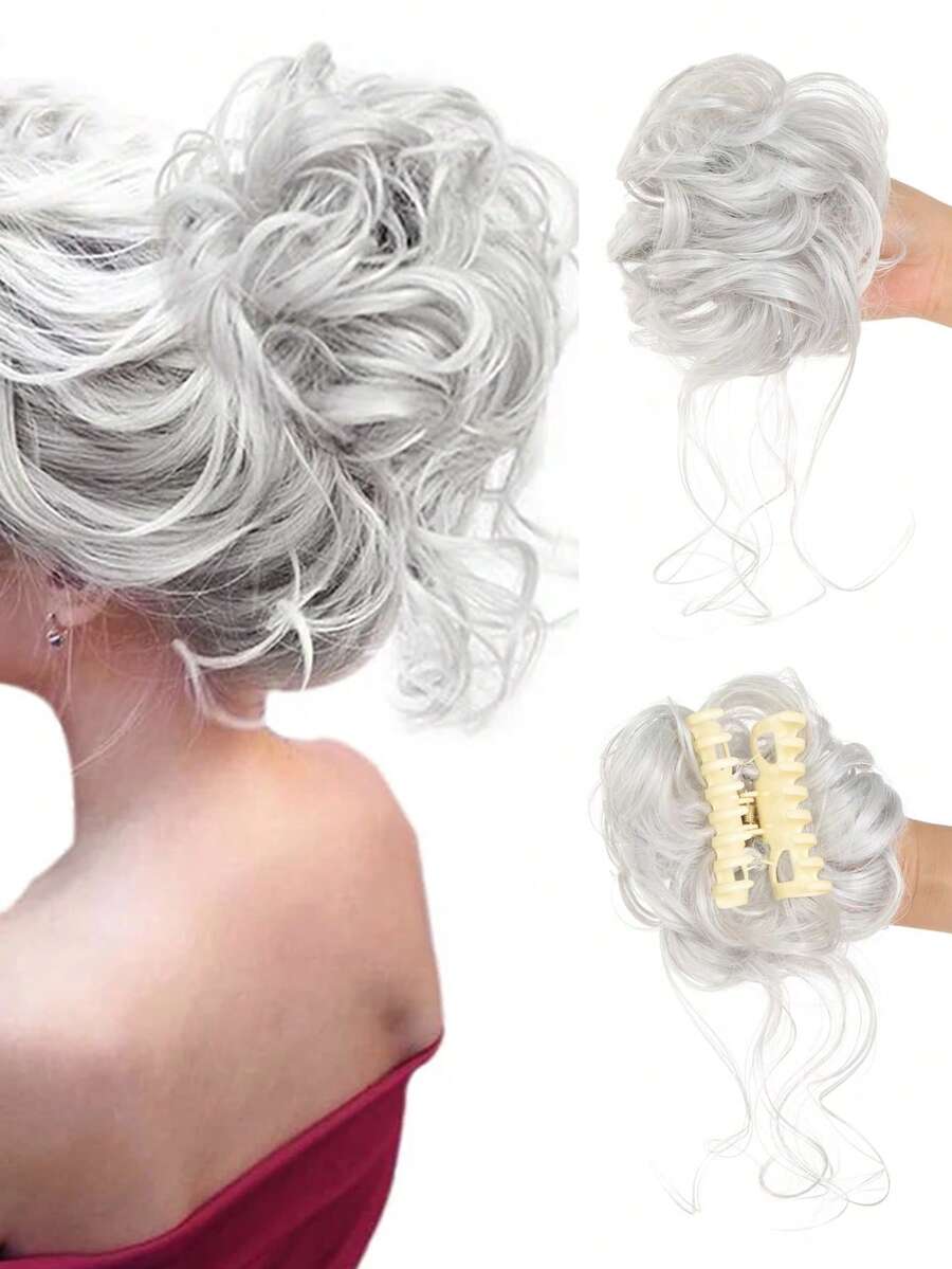 女用假髮凌亂髮髻髮飾女性鬆波捲髮夾髮包合成髮髻爪夾髮夾