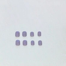 24pcs/set Short Square Press-on False Nails In Simple & Pure Style, With Lavender Purple Color And Gentle Design. Including Jelly Glue And Nail File. Suitable For All Women - Purple - View 4