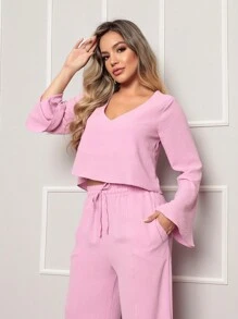 Women Two-piece Outfits - 紫丁香色 - 查看 4