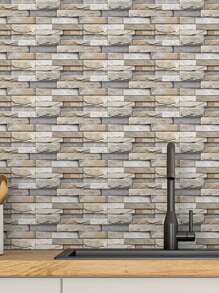 7/21片装仿陶瓷瓷砖墙贴，3D壁纸，防水自粘瓷砖贴纸（适用于浴室），防油瓷砖贴纸（适用于厨房），乙烯基壁纸，墙面艺术，墙面装饰 - 彩色 - 查看 9