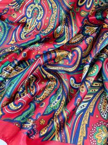 1入組女士仿真絲圍巾,頭巾,腰帶,頭髮配件,大頭巾,圍巾,適用於日常,海灘,戶外活動,節日紅色頭飾