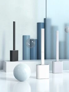 1件升级版大号黑色方杆壁挂式马桶刷，清洁无盲区，可拆卸，平头