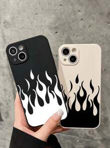 2pcs/Set Flame Pattern Shockproof Phone Case Compatible With Apple And Samsung Phones - Multicolor - View 2