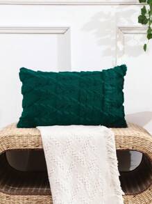 Miater 1入組毛絨質感3d刺繡聖誕樹坐墊套 - 墨綠色 - 查看 6