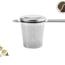 Colador De Té De Doble Oreja De Acero Inoxidable Con Tapa - Plateado - Ver 9