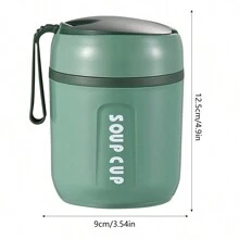 480ML Food Flasks Stainless Steel Lunch Flask with Foldable Spoon Thermal Insulated Soup Container for Kids Adult - Green - View 2