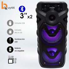 Bocina portátil, Bocina Bluetooth de 3 x 2 pulgadas + Luz Led BUYTITI GTS-1560 - Multicolor - Ver 4