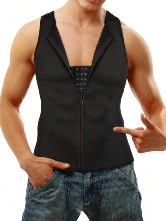 Neoprene Sauna Sweat Waist Trainer Vest Sauna Workout Tank Tops with 3 Rows Hooks & Zipper