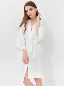 White Bridal Robe - White - View 5