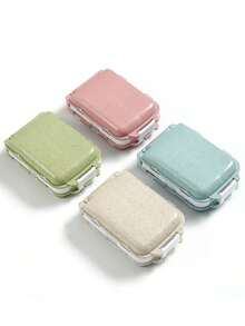 1pc Portable Sealed Medicine Storage Box With 8 Compartments, Pills Separator, Double Layer Design - wheat blue - View 6