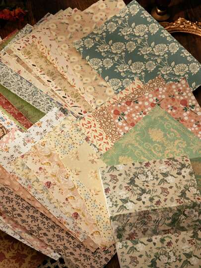 100 Piezas Papel De Arte Vintage, Incluyendo Flores De Pintura Al Óleo, Caracteres De Collage Y Páginas, Perfecto Para Scrapbooking Diy Y Decoración De Fondo