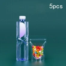 透明亮光自立袋拉鍊塑膠袋可重複使用食品收納袋適合家庭廚房食物儲存自立自封袋加厚食品密封乾口堅果防潮花茶防水 - 無色 - 查看 7
