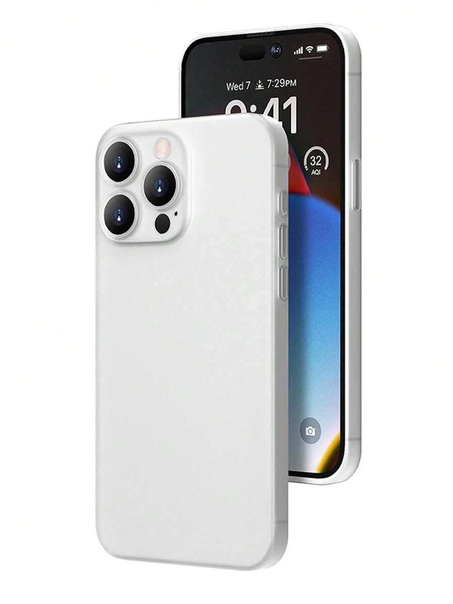 White Ultra-Thin Phone Case Full Coverage Camera Lens Compatible With IPhone With Lightweight Matte Coating, Minimalism, Anti-Drop - White - View 1