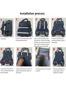 Large-capacity Portable Travel Boarding Case, Lightweight Travel Storage Bag With Wheels,Expended Foldable Wheeled Duffle backpack, Portable Luggage Trolley backpack, Carry On Travel Backpack, Large Capacity Duffle Trolley Backpack, Travel Storage Rolling Backpack,Suitcase With Wheels Rolling Backpack Travel Storage Backpack For Airplane Train For Women Girl Student School College Dorm Essentials Travel Essentials - Black - View 11