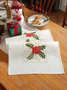 1 Stück bestickter Tischläufer, festliche Atmosphäre, Küche Esszimmer Tisch Dekoration, Heim Party & Hochzeitsdekoration