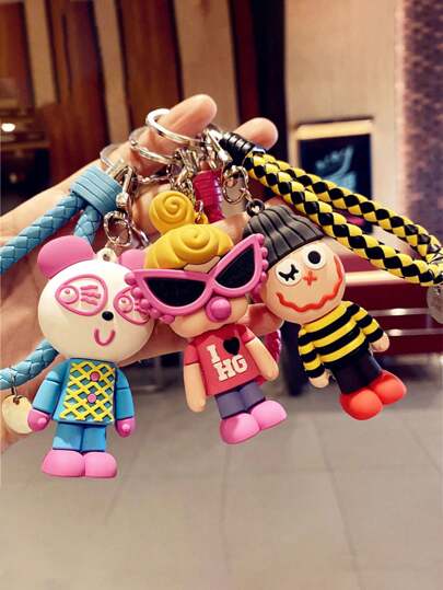 Cute 1PC Women's Cartoon Doll Keychain, PVC Keychain Bracelet, Creative Personalized Keychain Theme Party Gift Valentine's Day Valentines Car Accessories Bag Charm School Goth Y2k