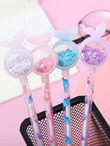 創意蝴蝶閃亮中性筆,0.38mm學生文具,驅蚊,黑色墨水,1入裝