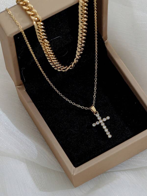 2 Strands Of Simple & Elegant Double Layered Cubic Zirconia Stainless